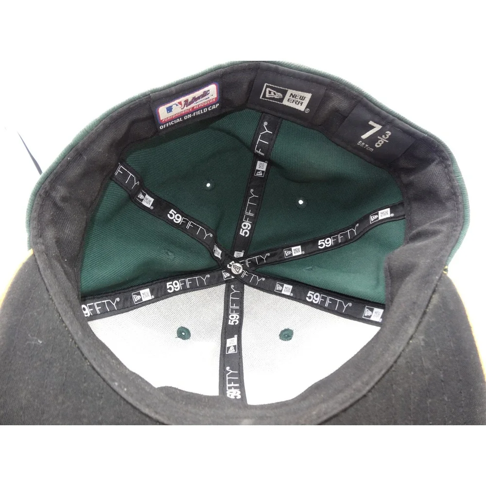 New Era 59FIFTY Oakland Athletics A's Fitted Hat Green Yellow Size 7 3/8